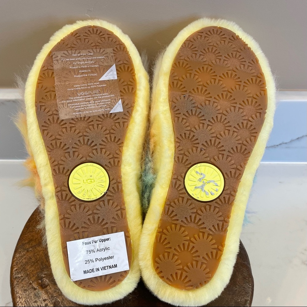 NWT UGG Fluff Yeah Women's Tie-Dye Shearling Slingback Sandal Slipper in… - Picture 10 of 10
